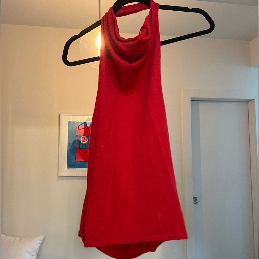 Red cashmere tank top